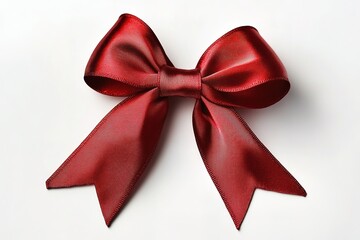 Fototapeta premium Elegant Red Ribbon Bow, Festive Decoration, Holiday Gift Wrap, Perfect for Christmas, Birthday, Wedding, Anniversary, Celebration, Party, Event, Packaging Design, Graphic Design Element, Isolated on 