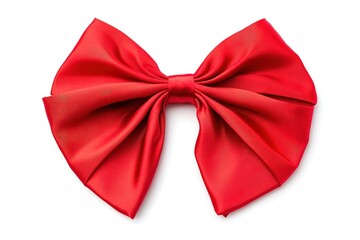 Elegant Red Ribbon with a Perfect Bow, Isolated on White. Ideal for festive designs, gift wrapping illustrations, holiday cards, banners, invitations, packaging, scrapbooking, and more. A versatile   