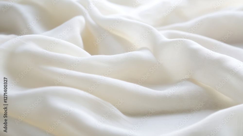 Aufkleber elegant white fabric draped softly showcasing its smooth texture : generative ai