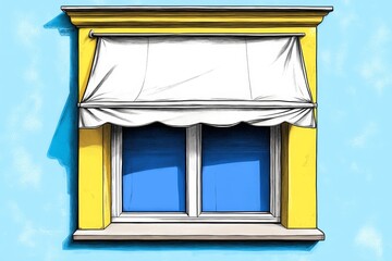 A monochrome minimalist illustration of a storefront window with an elegant product display