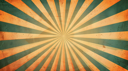 Obraz premium Vibrant sunburst pattern with textured rays in orange and teal, ideal for backgrounds and designs