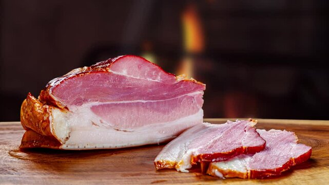 Smoked pork bacon