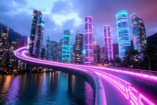 A neon-lit cyberpunk city where corporate strategists use AI-enhanced data to outmaneuver rivals