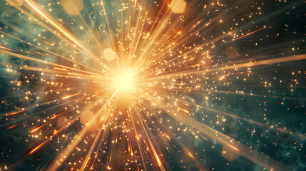 Fototapeta premium Vibrant explosion of light and particles creating a cosmic background effect