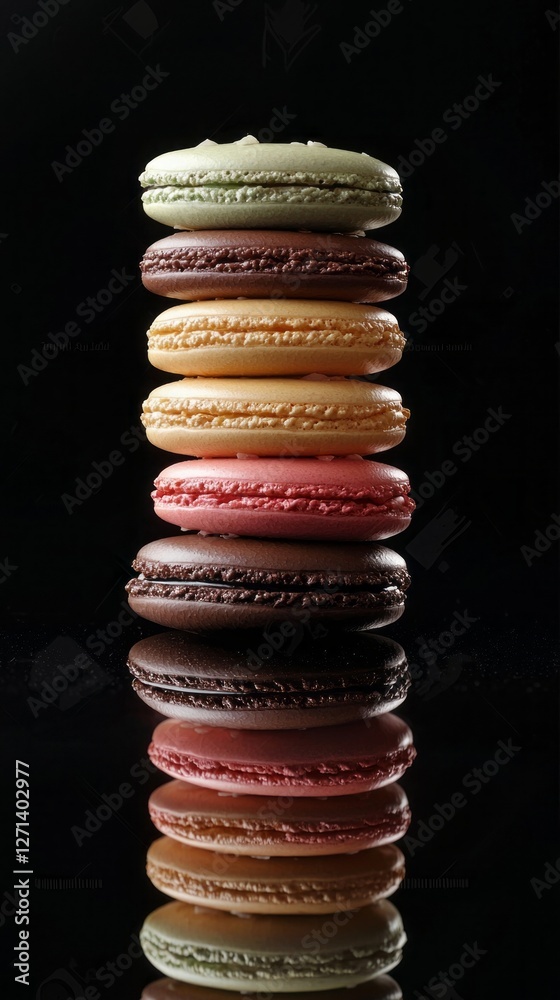 Aufkleber a delightful arrangement of colorful macaroon cookies stands elegantly, showcasing a beautiful array