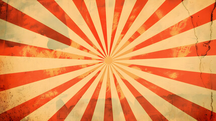 Vintage radial pattern with red and cream stripes creating a retro atmosphere