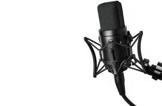 Black studio Microphone. Modern mic 