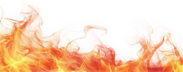 Fire border isolated on transparent background. 