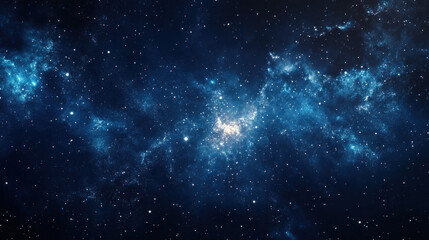 A celestial scene showcasing a galaxy with soft blues and silvery-white hues