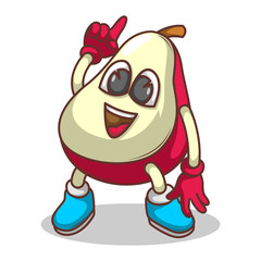 Funny doodle fruit cartoon with cute expression