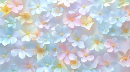 Cute pastel spring floral pattern on a white background a flat design with pastel colors and a simple design Generative AI