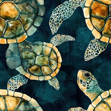 Abstract Turtle Shell Watercolor Seamless Pattern Design for Fashion and Decor