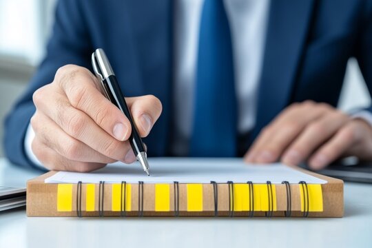 A time management expert using a planner and scheduling tasks efficiently