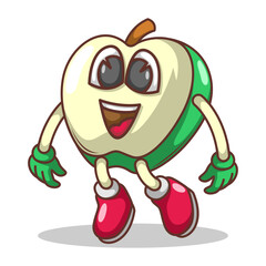 Funny doodle fruit cartoon with cute expression