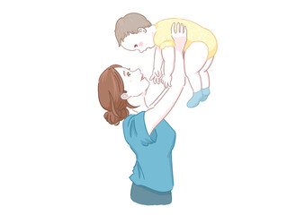 Mother Lifting Baby High – Happy Parent-Child Bonding Moment