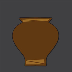 vector brown color clay jar icon