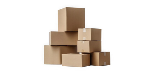 Fototapeta premium cardboard box warehouse mockup, png file of isolated cutout object with shadow on transparent background. 