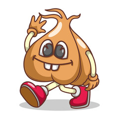 Funny doodle fruit cartoon with cute expression