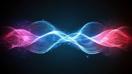 Abstract Intertwined Waves A Vibrant Gradient of Cool Blue to Warm Red Hues on a Black Background