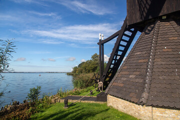 Backside of historic windmill Doris Mooltsje, Oudega, Sudwest-Fryslan, Friesland, Netherlands