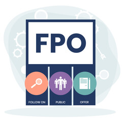 FPO - follow on public offer. acronym business concept. vector illustration concept with keywords and icons. lettering illustration with icons for web banner, flyer, landing page