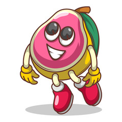 Funny doodle fruit cartoon with cute expression