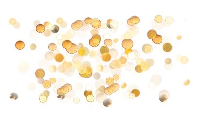 Blurred bokeh colors light glowing on transparent background