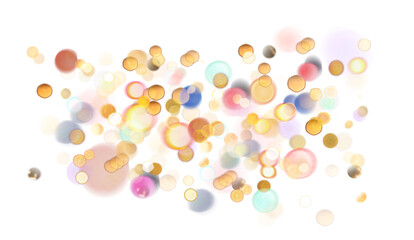 Blurred bokeh colors light glowing on transparent background