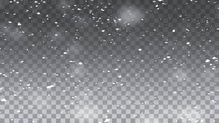 Falling snowflakes on transparent background. Snowfall. Vector illustration © Creative
