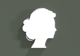 Young woman face side view icon. Elegant silhouette of a female head. Avatar profile sign. 3D render