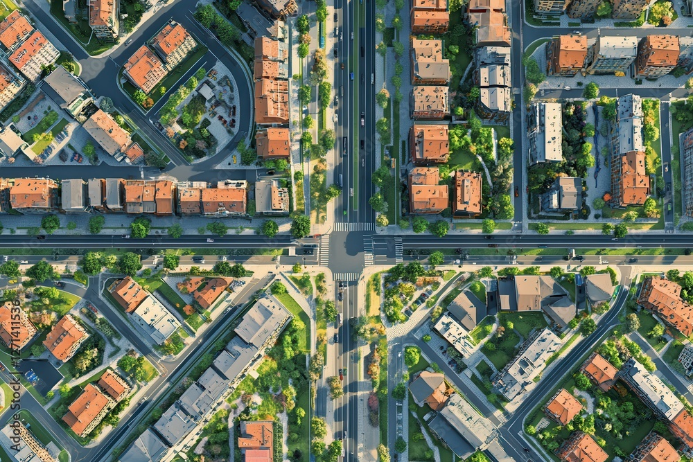 Poster advanced urban planning software visualizing transit-oriented development and pedestrian-friendly st