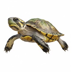 Obraz premium Realistic Turtle Swimming Gracefully in Clear Water Environment