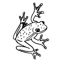 a black and white drawing of a tee frog, for coloring pages