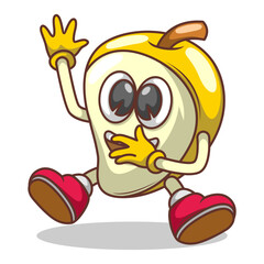 Naklejka premium Funny doodle fruit cartoon with cute expression