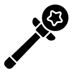 Dynamic magic wand glyph icon with starburst shaped tip