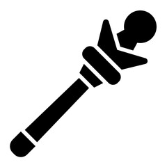 Magic wand glyph icon with a globe tip, perfect for casting spherical spells