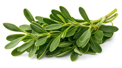 Fresh, green leaves bunch, isolated on white background. Use Culinary, herbal medicine