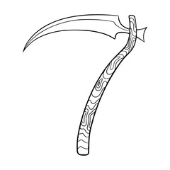 a black and white drawing of a grim reaper's scythe : vector image for death and halloween