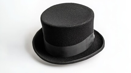 Black magician top hat isolated on white, above view