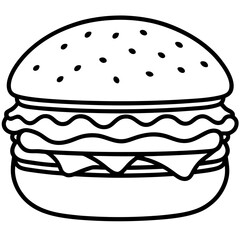 Stylized Burger Line Art Concepts