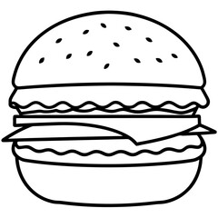 Stylized Burger Line Art Concepts