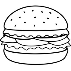 Stylized Burger Line Art Concepts