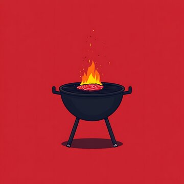 vintage barbeque grill with fire
