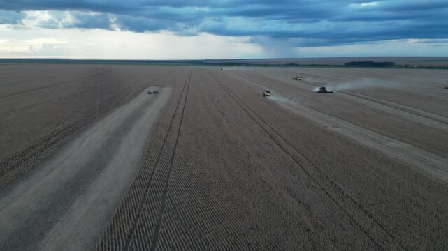 MACHINES WORKING IN THE SOYBEAN FIELD (MAQUINAS NO CAMPO DE SOJA TRABALHANDO)