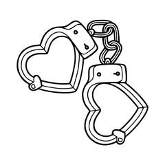 a black and white drawing of a romantic handcuffs, vector graphic for valentine's day or relationship designs