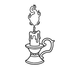 Obraz premium a black and white drawing of a vintage candlelight, vector graphic for romantic or spiritual