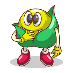 Funny doodle fruit cartoon with cute expression