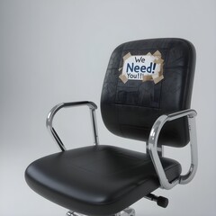 Realistic 3D Office Chair with We Need You JOB VACANCY Sign - Hiring and Job Vacancy Concept