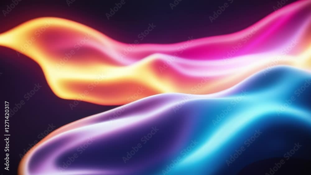 Poster Smooth, colorful light waves flowing seamlessly across the screen. The vibrant gradients and luminous glow create a dynamic and captivating visual