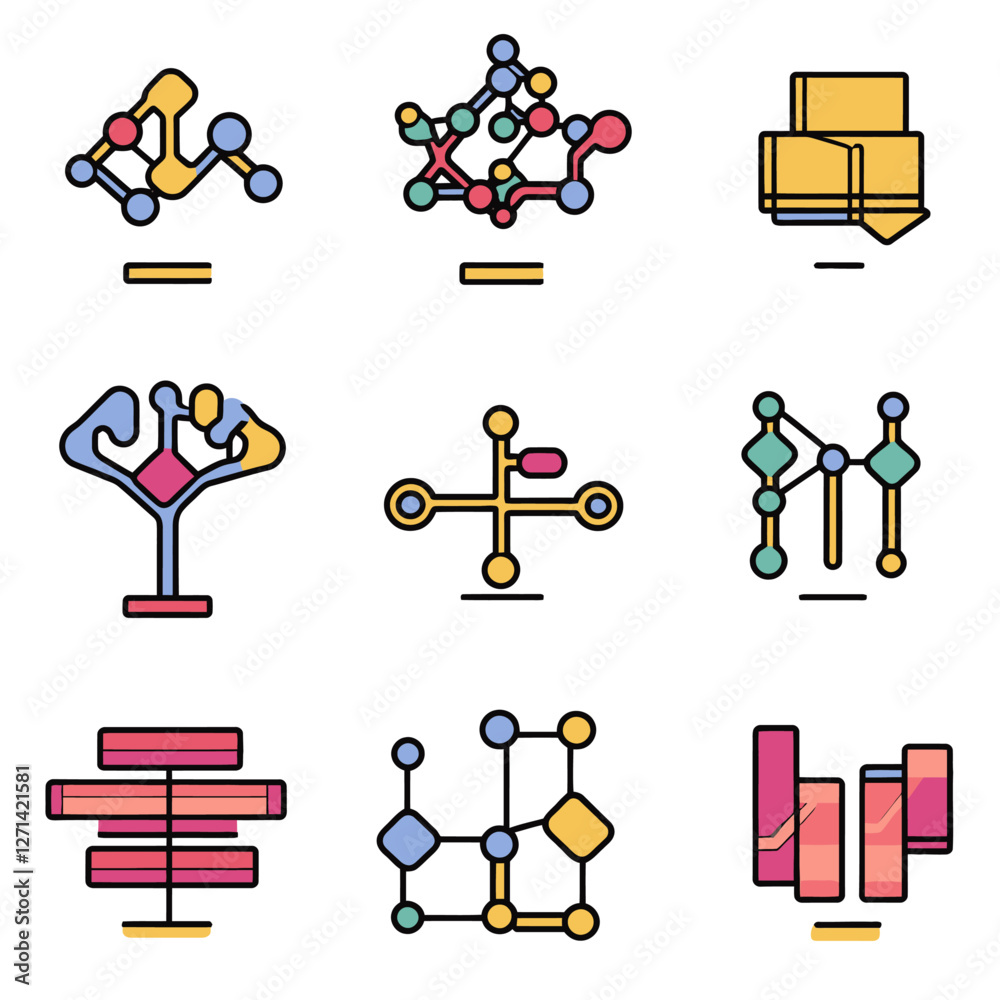 Poster abstract data visualization icons for science and technology concepts